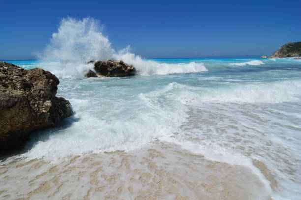 istock Windy summer day on Kathisma beach, Lefkada 1159023324
