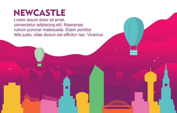 newcastle city building cityscape skyline dinamik arka plan illüstrasyon - newcastle stock illustrations