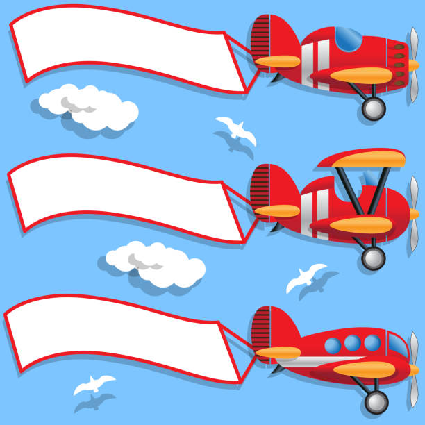 istock Set of aircraft with ribbon. 1159026871