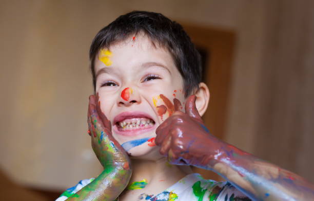 istock Face, painted, hands, white t-shirt 1159030937