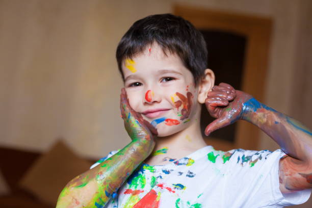 istock Face, painted, hands, white t-shirt 1159030967