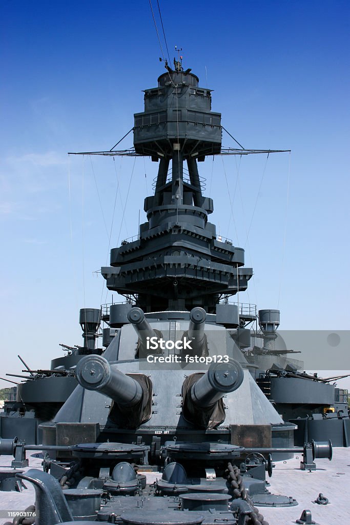 Crows Nest e grande armas na batalha naval Texas - Royalty-free Marinha Americana Foto de stock
