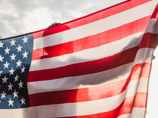 istock Handsome, young man waving an American flag 1159035456