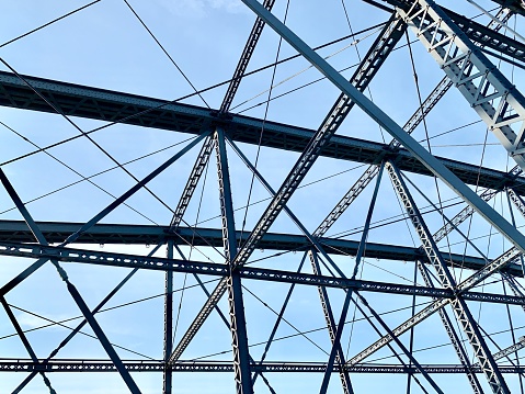 Close up of bridge detail with blue sky. iPhone