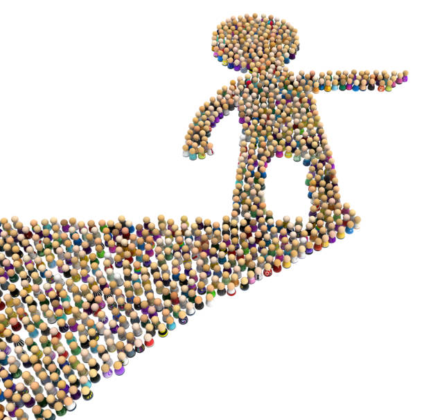 istock Cartoon Crowd Figure, Cliff Edge Pointing 1159040443