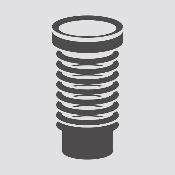 Vector illustration of Corrugated pipe for toilet icon in flat style.Vector illustration.