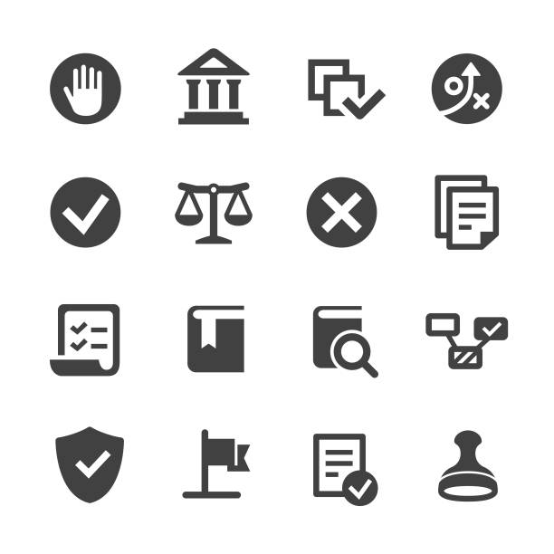 compliance icons set - acme-serie - data governance stock-grafiken, -clipart, -cartoons und -symbole