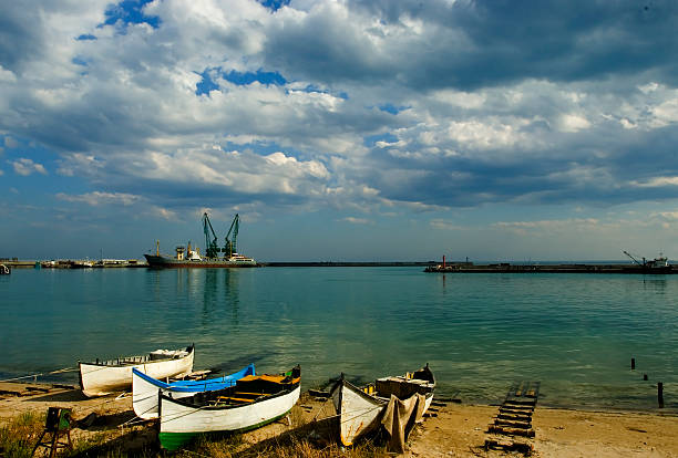 Boats in Balchik harbor, Bulgaria.