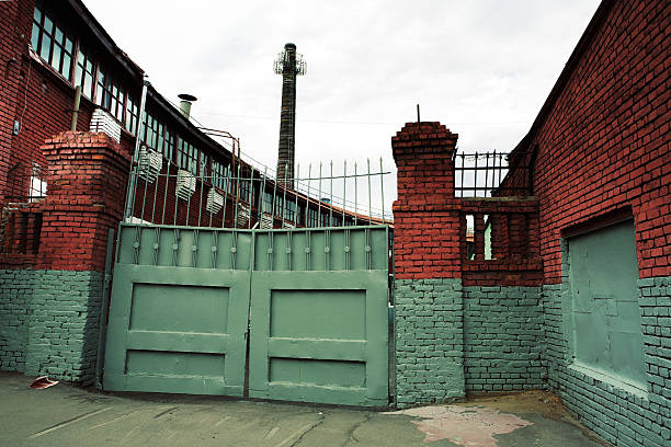 grunge brick city, entrance to something old, industrial and dirty