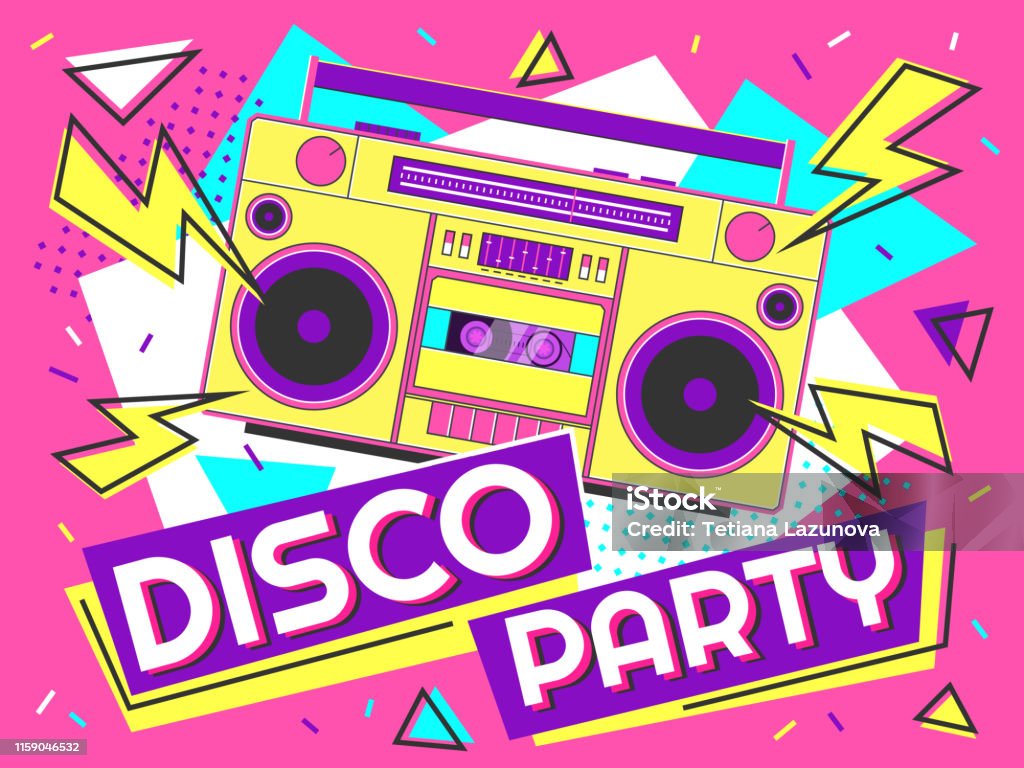 Biểu Ngữ Tiệc Disco Áp Phích Âm Nhạc Retro Đài Phát Thanh Và Băng ...