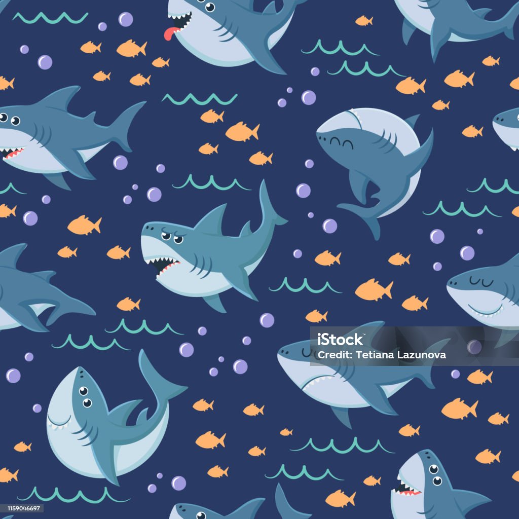 Ilustración de Patrón De Tiburones De Dibujos Animados Natación Sin Costuras En El Océano Tiburón Marino Y Fondo Vectorial Submarino Marino y más Vectores Libres de Derechos de Tiburón - iStock Ilustración de Patrón De Tiburones De Dibujos Animados Natación Sin Costuras En El Océano Tiburón Marino Y Fondo Vectorial Submarino Marino y más Vectores Libres de Derechos de Tiburón - iStock