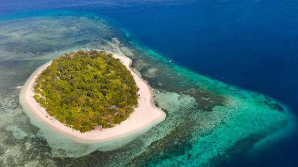 istock Mantigue Island, Philippines.Small round island with a white sandy beach 1159047461