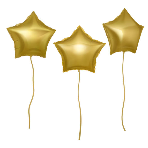 istock Vector balloons set with shape of stars. Golden balloons on white background. Festive decoration element for Valentine's Day or Wedding. 1159047730