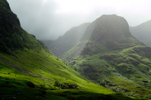 The Glencoe pass on a misty day site of the historic massacre.