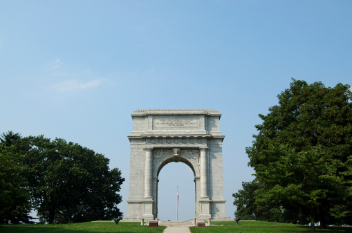 National Memorial Arch at Valley Forge National Historical Park, Pennsylvania. Commemorates United States Revolutionary War soldiers.