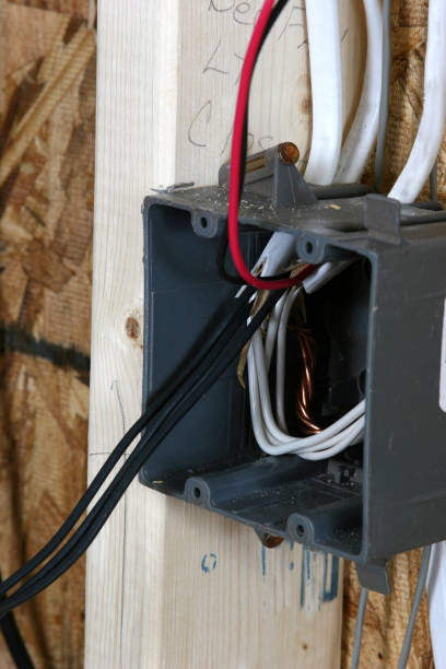 istock Electrical outlet, plug box in new construction home. 115905015