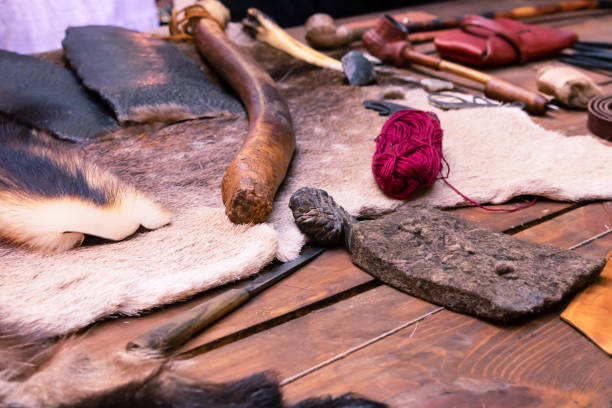 istock set work material work with leather and fur traditional method of producing clothes and shoes 1159051345