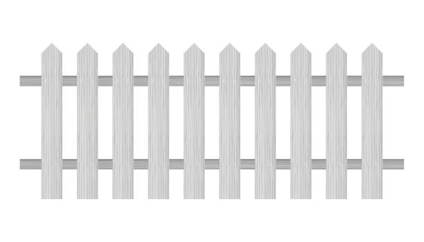 istock Picket fence, wooden textured, rounded edges. Vector stock illustration. 1159053847