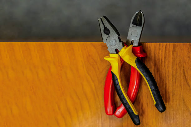 istock technical work tools lie on a desk design, basis copy space. set of nippers repair 1159055387