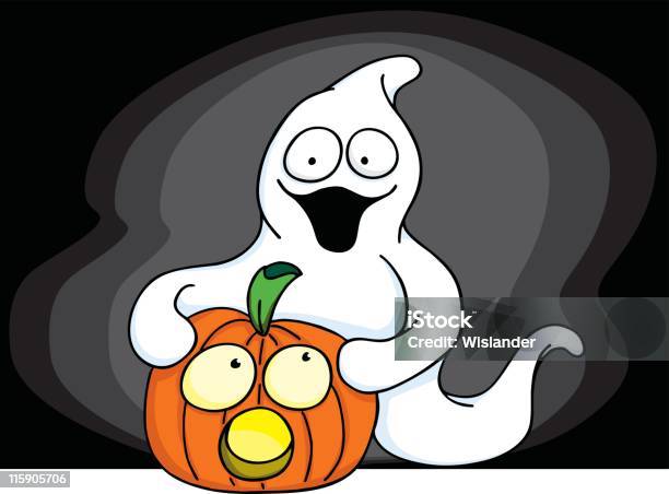 Ilustración de Ghost Con Miedo De Calabaza y más Vectores Libres de Derechos de Abrazar - Abrazar, Calabaza gigante, Color - Tipo de imagen