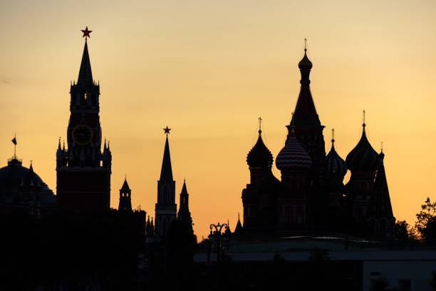 istock Moscow Kremlin and St Basil`s Cathedral at night, Russia 1159062629