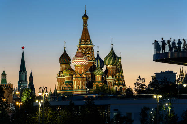 istock Moscow Kremlin and St Basil`s Cathedral at night, Russia 1159062636