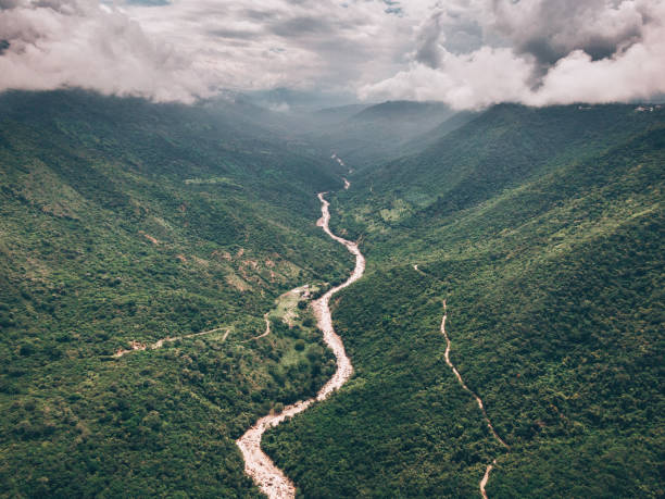Scenic view of river surrounded by rainforest  in Banos, Ecuador
