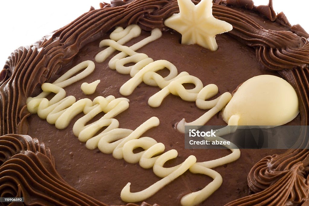 Chocolate, bolo de aniversário em um ângulo - Foto de stock de Alimentação Não-saudável royalty-free