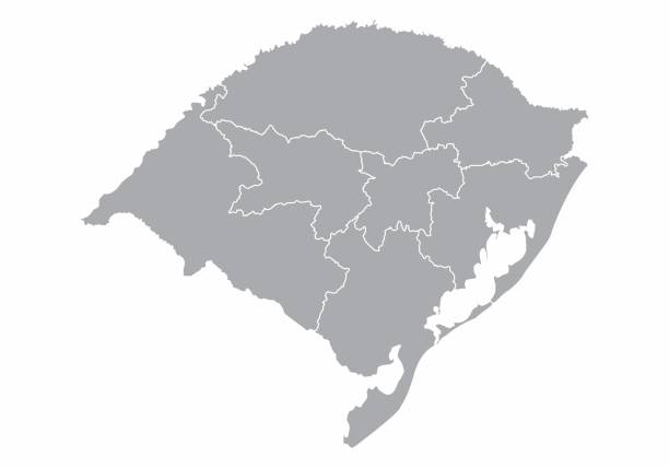 Rio Grande do Sul State regions A gray map of the Rio Grande do Sul State regions, Brazil porto grande stock illustrations
