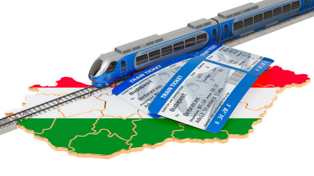 istock Train travel in Hungary, concept. 3D rendering isolated on white background 1159067127