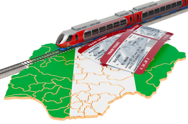 istock Train travel in Nigeria, concept. 3D rendering isolated on white background 1159067161
