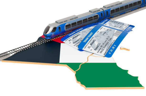 istock Train travel in Kuwait, concept. 3D rendering isolated on white background 1159067699