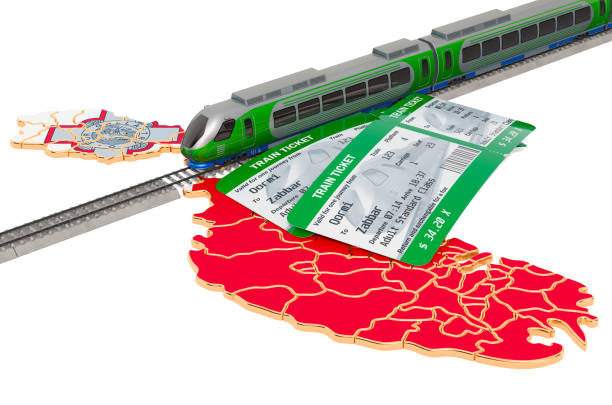 istock Train travel in Malta, concept. 3D rendering isolated on white background 1159067704