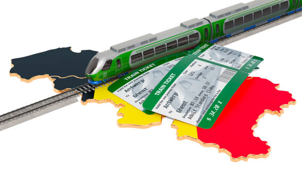 istock Train travel in Belgium, concept. 3D rendering isolated on white background 1159067711