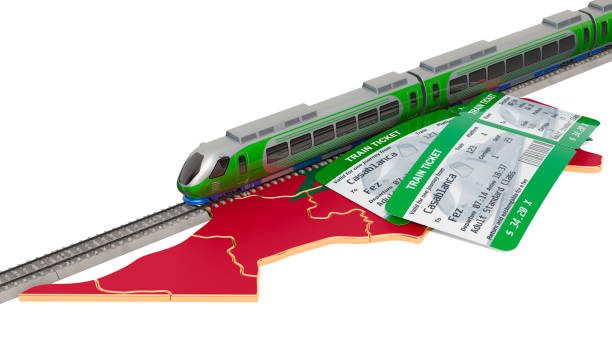 istock Train travel in Morocco, concept. 3D rendering isolated on white background 1159067760
