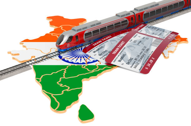 Train travel in India, concept. 3D rendering isolated on white background