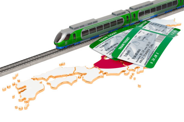 istock Train travel in Japan, concept. 3D rendering isolated on white background 1159067784
