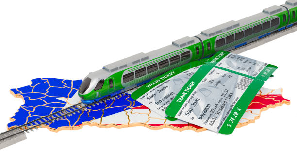 istock Train travel in Puerto Rico, concept. 3D rendering isolated on white background 1159067788