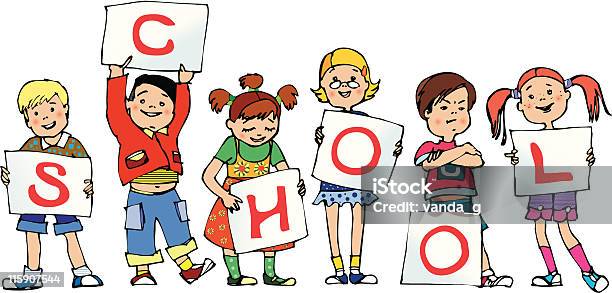 School Stock Illustration - Download Image Now - Alphabet, Boys, Cartoon