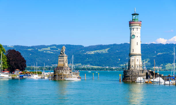 istock Lighthouse in harbor Lindau island. Bodensee lake Constance, Germany. 1159076590
