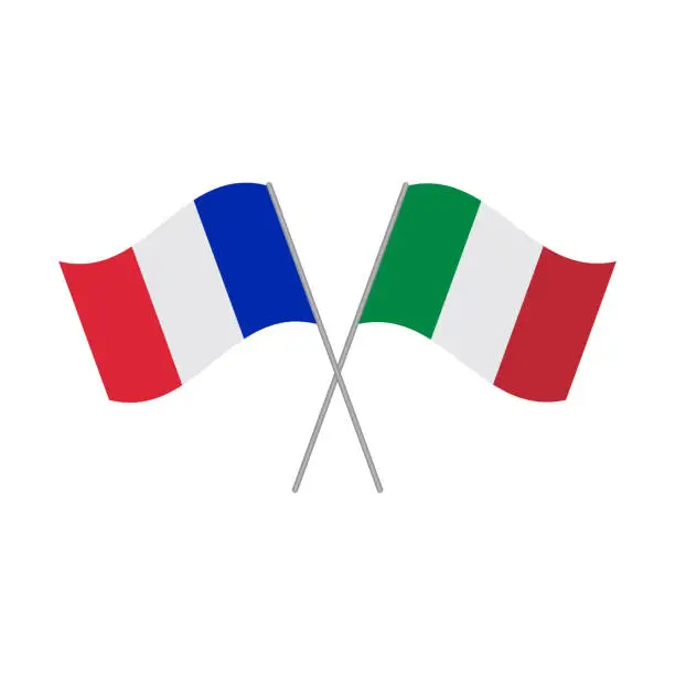 Vector illustration of France and Italy flags vector isolated on white background