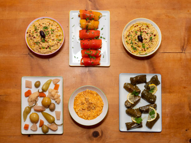 istock Meze Turkish Starters on a Wooden Table 1159077979
