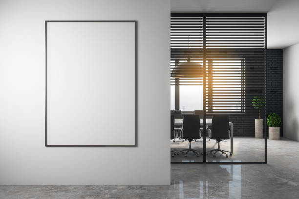 istock Modern meeting room with empty poster 1159081097