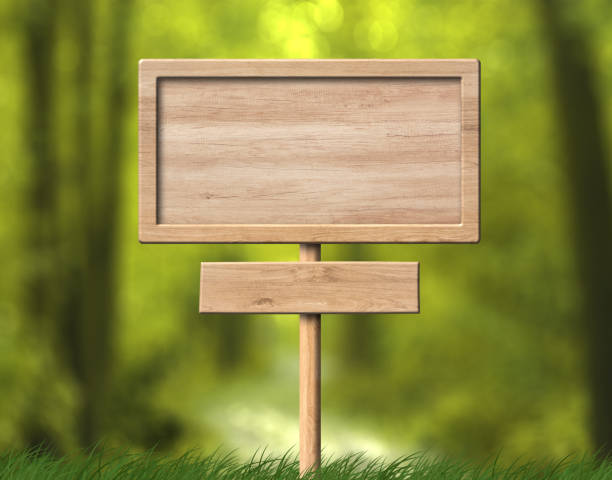 istock Double signboard with wood frame single pole and forest background 1159082129