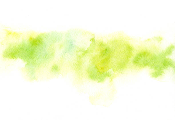 istock Hand drawn watercolor green yellow blurred background for text. 1159083147