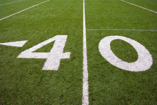 The 40-yard line on an American football field.