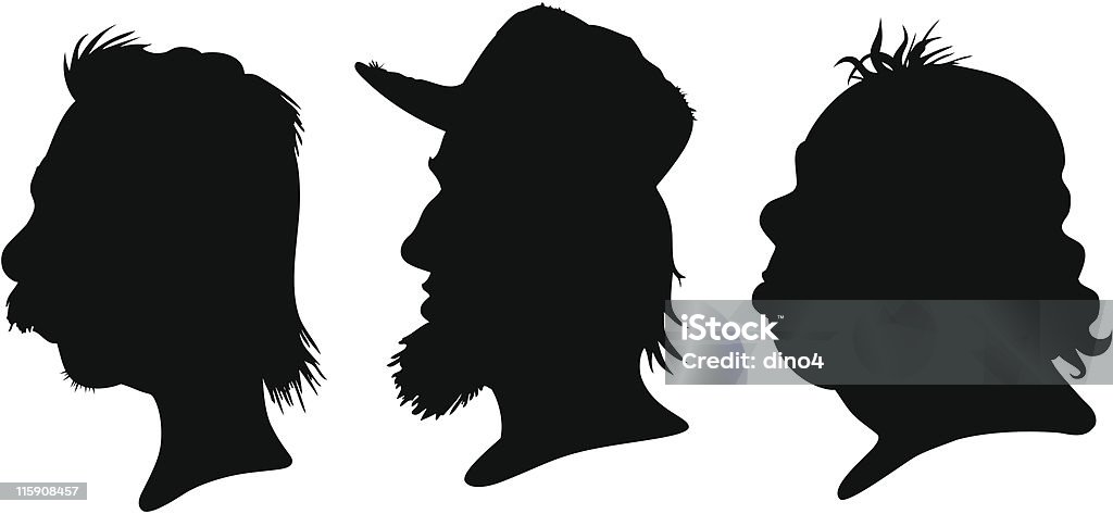 Mullet Silhouettes The top 3 mullet varieties: Mullet stock vector