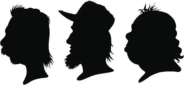 Vector illustration of Mullet Silhouettes