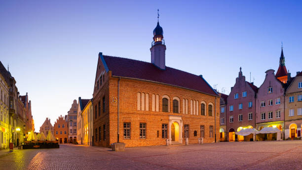 istock Old Town in Olsztyn night panorama 1159086103