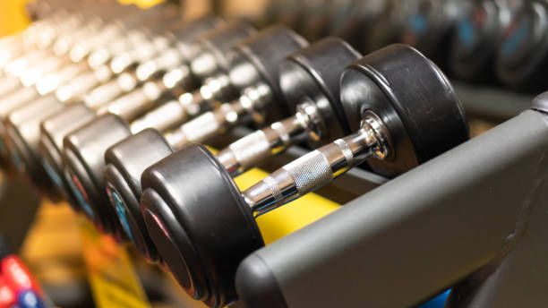 istock Dumbbell used to exercise in the training center 1159090766